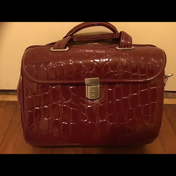 Siamod, Monterosso, SERVANO, Embossed Crocco Leather, 13" Tablet Briefcase, Red - Picture 1 of 10